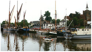 Maldon Quay with some barges moored up